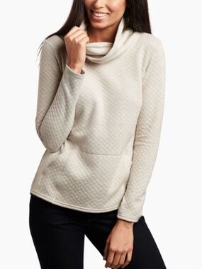 Kuhl Athena Pullover Women's L Quilted Merino Wool Blend Sweatshirt Cowl Neck